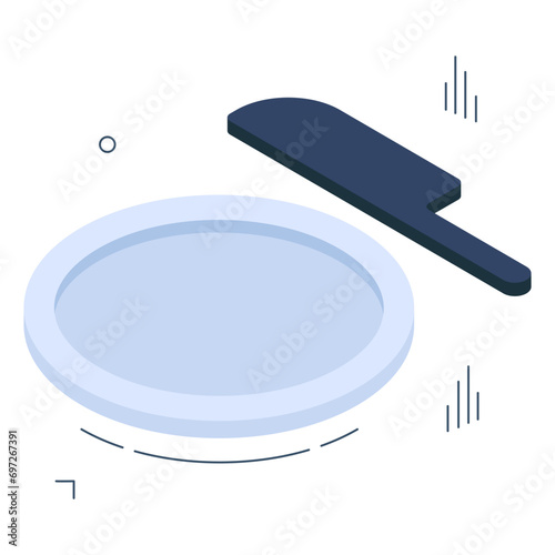 Plate with knife, concept of tableware icon.
