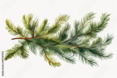 A painting of a branch of a pine tree. Can be used as a nature-themed decoration