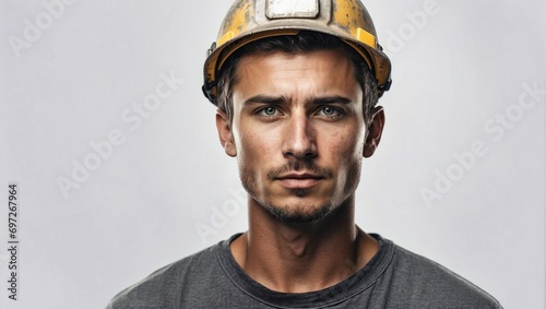 Isolated Background, Young Male Miner, Studio Shot