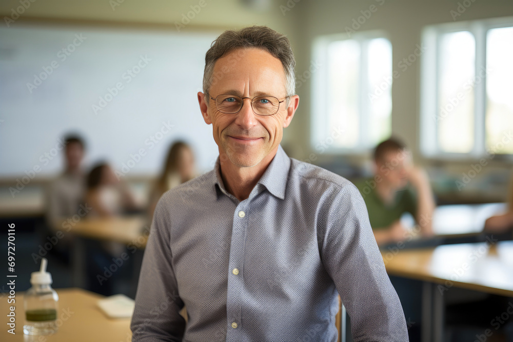 Mature Chemistry Teacher Inspires with Genuine Smile Mature Chemistry Teacher Inspires with Genuine Smile