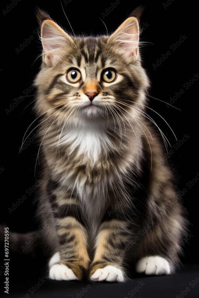A cat sitting on top of a black surface. Perfect for pet lovers or animal-themed designs A cat sitting on top of a black surface. Perfect for pet lovers or animal-themed designs