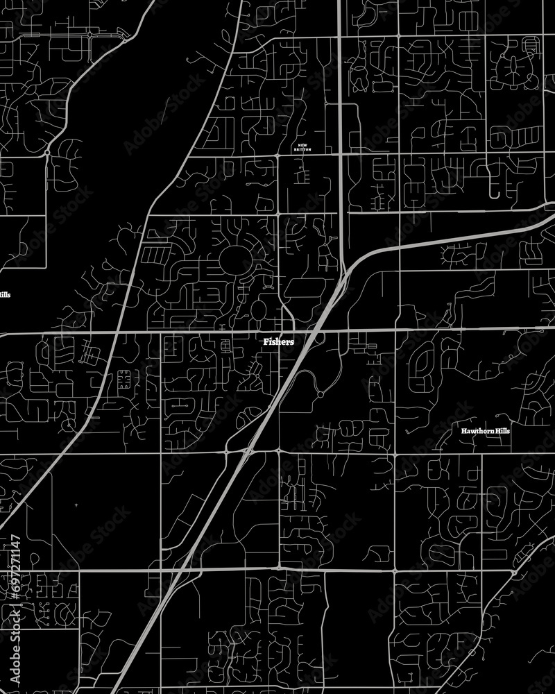 Fishers Indiana Map, Detailed Dark Map of Fishers Indiana Stock ...