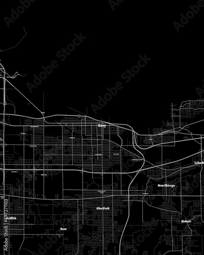 Gary Indiana Map, Detailed Dark Map of Gary Indiana photo