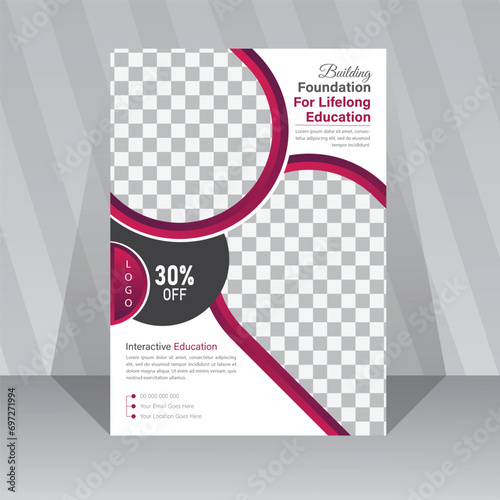 Creative And Modern Admission flyer design layout template idea with gradient color new style abstract geometric shape, free vector in a4 size.