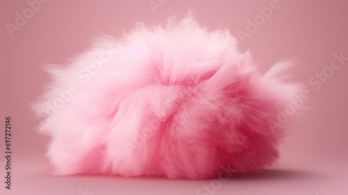 Pink fluffy ball of yarn on a pink background. Suitable for crafting and knitting projects