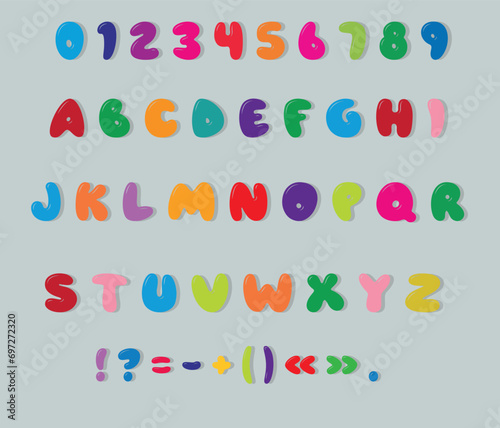 Trendy doodle poster with english children's alphabet for decoration design.