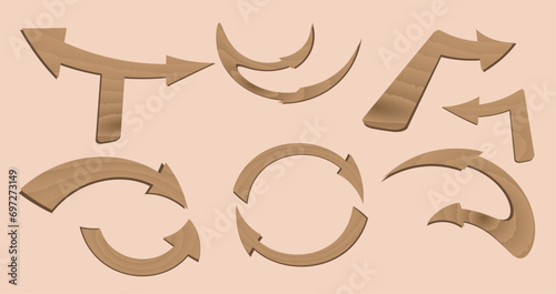 Wooden directional arrows in cartoon style.