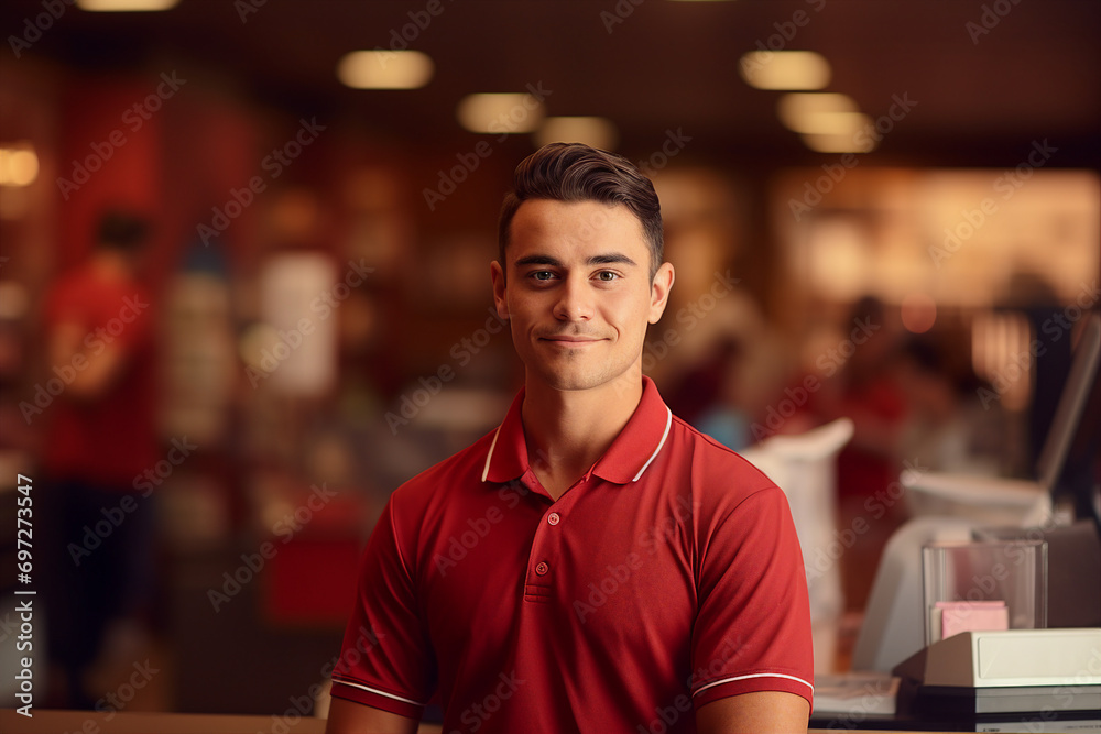 Fototapeta premium Generative AI portrait delivery concept mailman mail post transportation