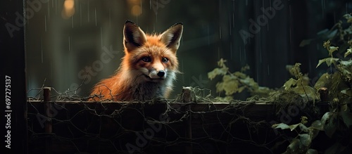 Fox by fence