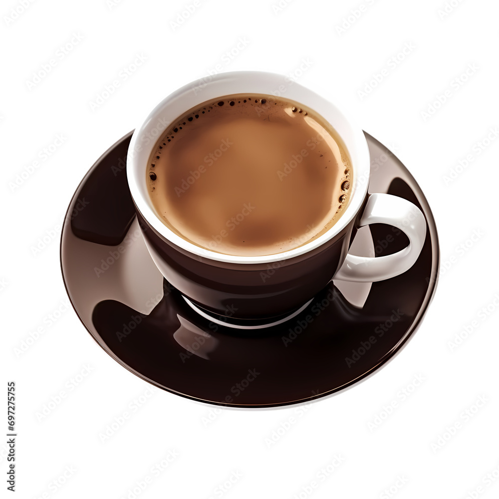 Brown ceramic cup of black coffee isolated on transparent background Brown ceramic cup of black coffee isolated on transparent background