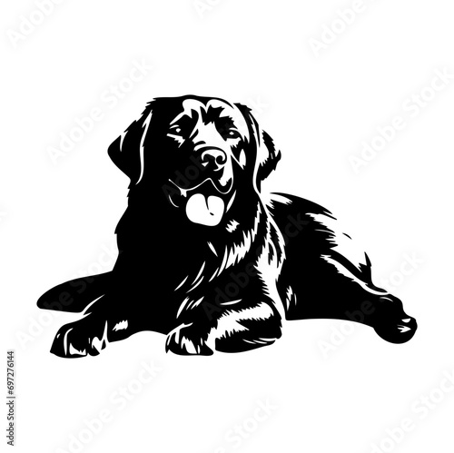 labrador retriever dog resting silhouette illustration, labrador retriever dog resting Logo Monochrome Design, Generative AI.