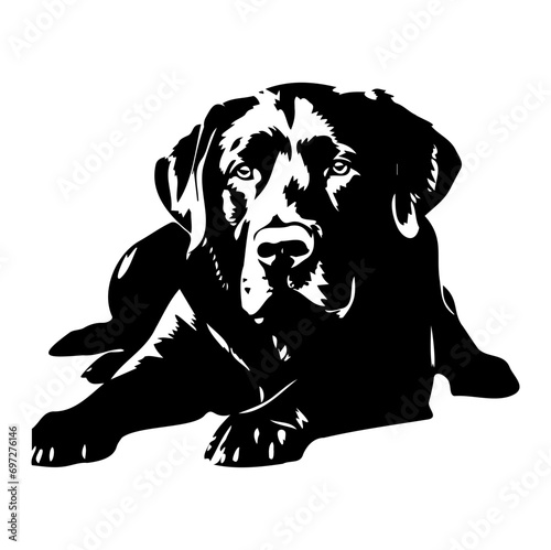 labrador retriever dog resting silhouette illustration, labrador retriever dog resting Logo Monochrome Design, Generative AI.