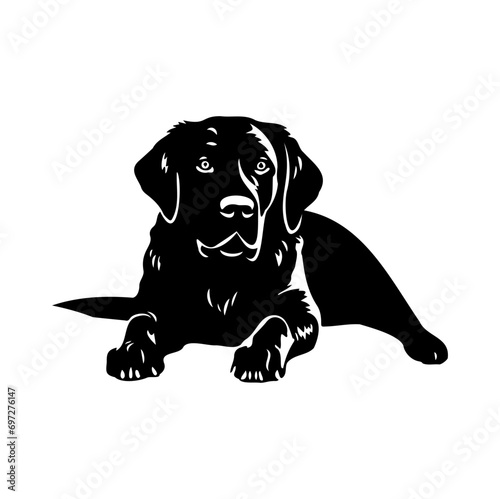 labrador retriever dog resting silhouette illustration, labrador retriever dog resting Logo Monochrome Design, Generative AI.