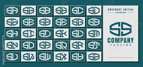 Abstract curve shape initial S SS letter logo design bundle