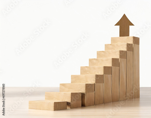 wooden staircase isolated on white background  business growth