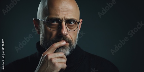 A picture of a bald man with glasses and a beard. Suitable for various professional or casual contexts