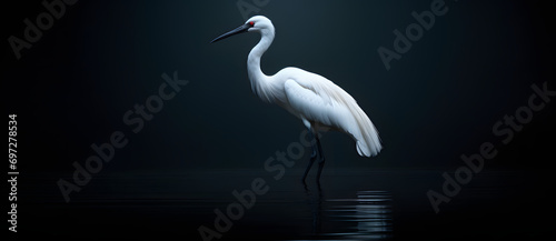White egret standing in still water