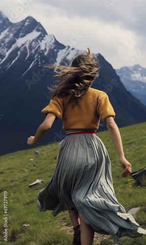 woman in the mountains