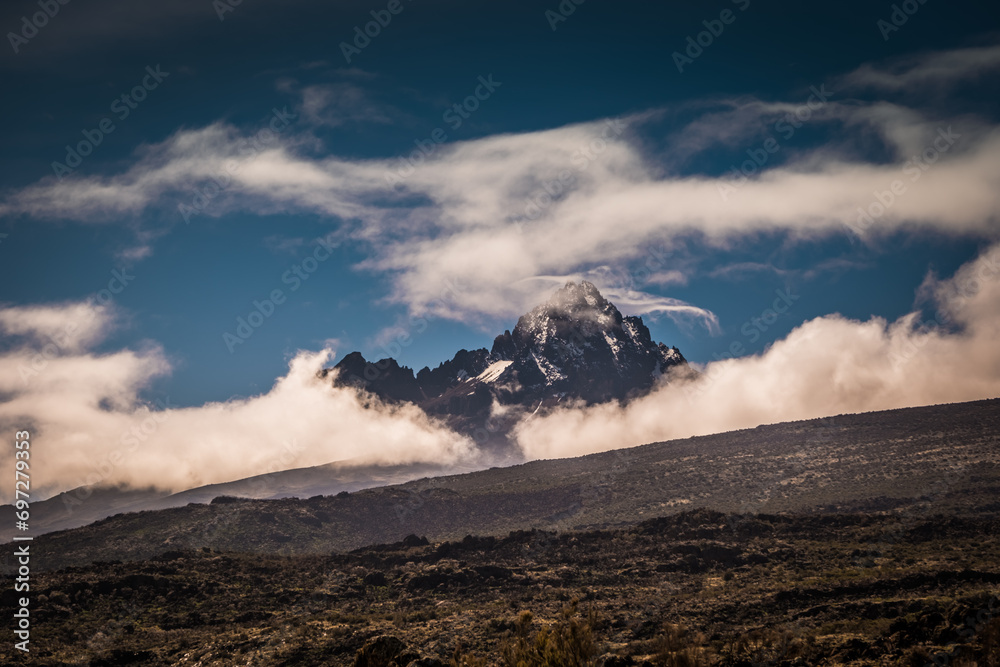 Kilimanjaro's Mawenzi peak emerging from the clouds