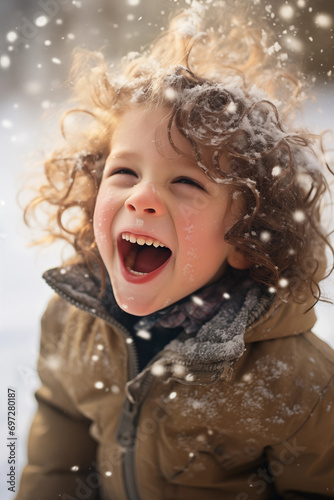 Happy child in the snow