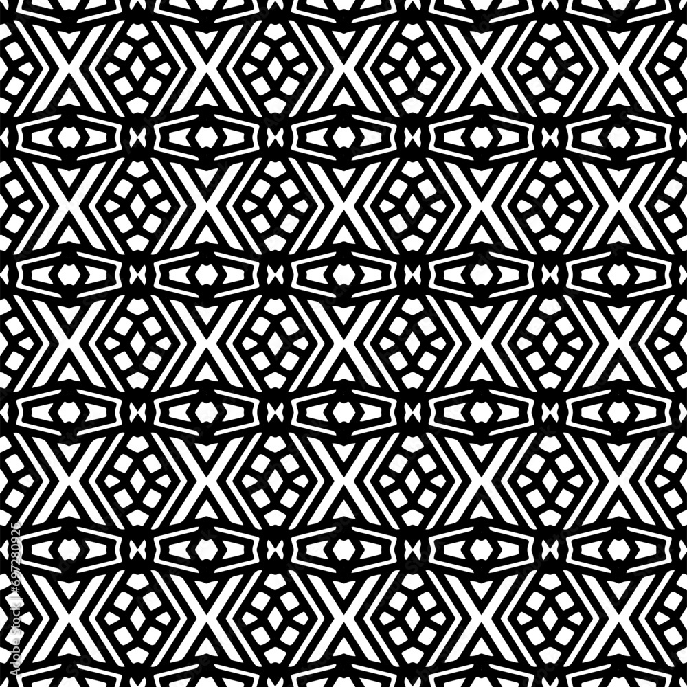 Abstract Shapes.Vector Seamless Black and White Pattern.Design element for prints, decoration, cover, textile, digital wallpaper, web background, wrapping paper, clothing, fabric, packaging, cards.
 - obrazy, fototapety, plakaty 