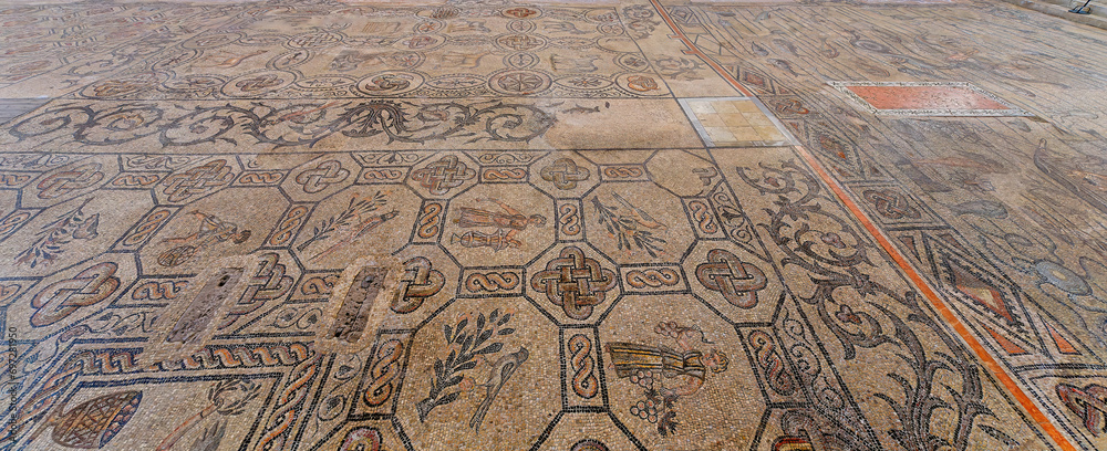 roman mosaic in the basilica, Aquileia, Italy