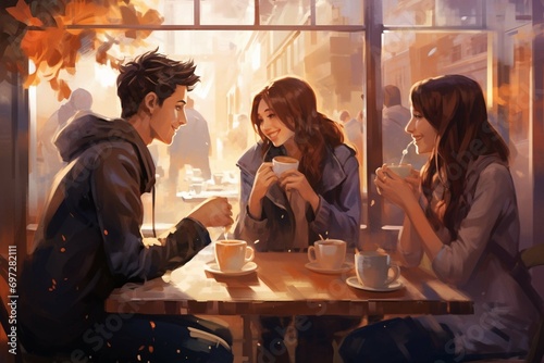 group of people in cafe