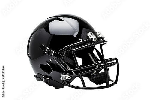 Black American Football Helmet on a Black Studio Background. Concept. Perspective view. 3D Rendering transparent background Generative Ai