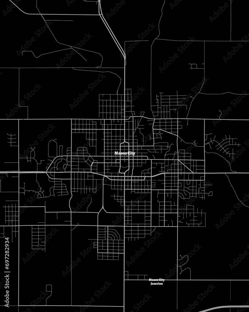 Mason City Iowa Map, Detailed Dark Map of Mason City Iowa