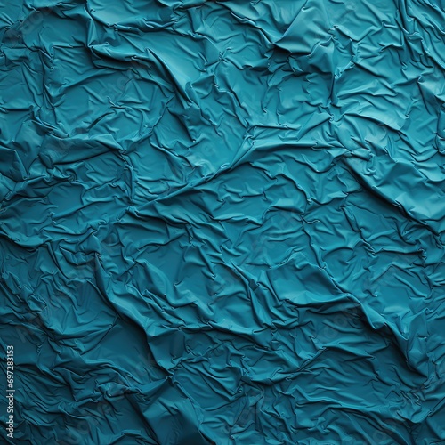 Cyan Crumpled Paper Background 