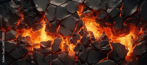 fire stone wall hole crust  rock  flame  burn 6