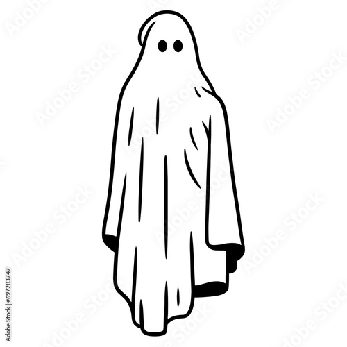 Illustration simple vectoriel fantôme effrayant Halloween  (ID: 697283747)