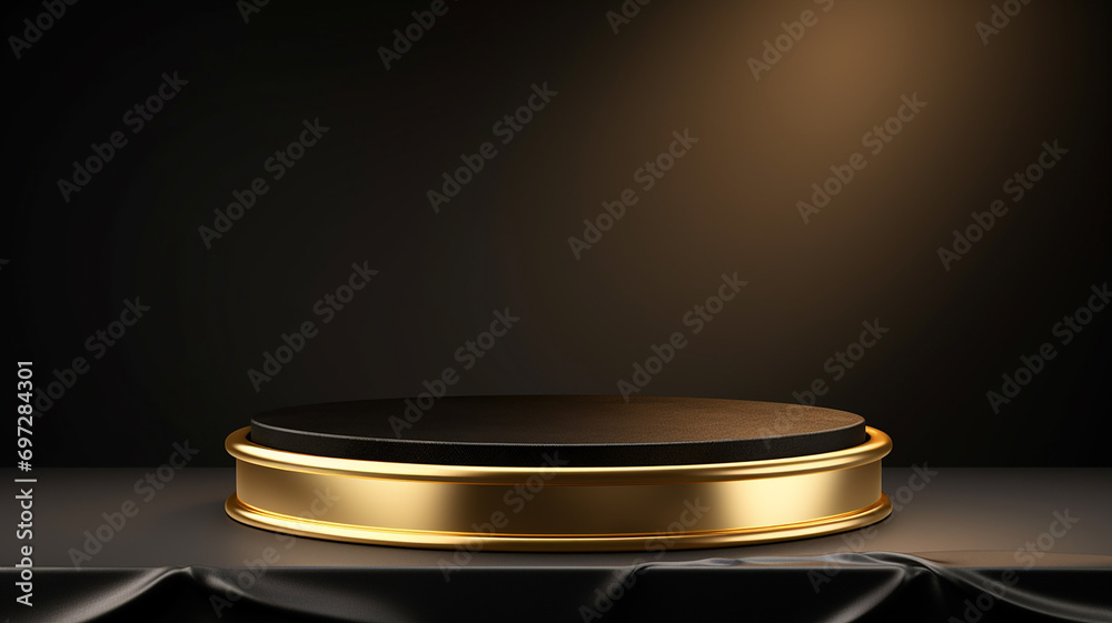 3d rendered empty display golden podium Minimal scene for product display presentation 3d rendered empty display golden podium Minimal scene for product display presentation