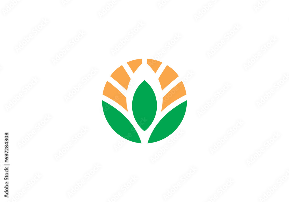 leaf with sun logo, creative agriculture farm design symbol template leaf with sun logo, creative agriculture farm design symbol template