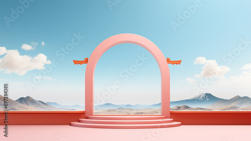 3d rendered abstract empty display podium Minimal scene for product display presentation © Uzair