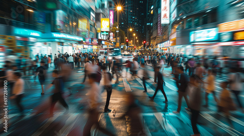 Urban, city, pedestrian, crosswalk, crossing, people, motion, blurred, crowded, city center, city rush, hustle, bustle, rush, metropolitan, asian, china, japan, movement