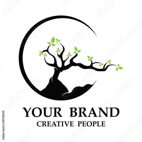 bonsai logo template vector illustration design.  logo suitable for bonsai enthusiasts or plant businesses.