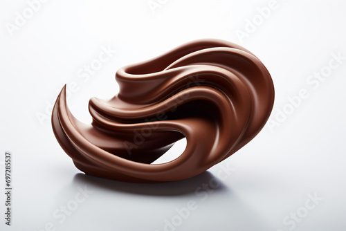 a chocolate sculpture on a white surface