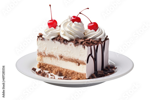 delicious ice cream cake on an isolated transparent background