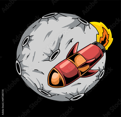 Rocket and moon