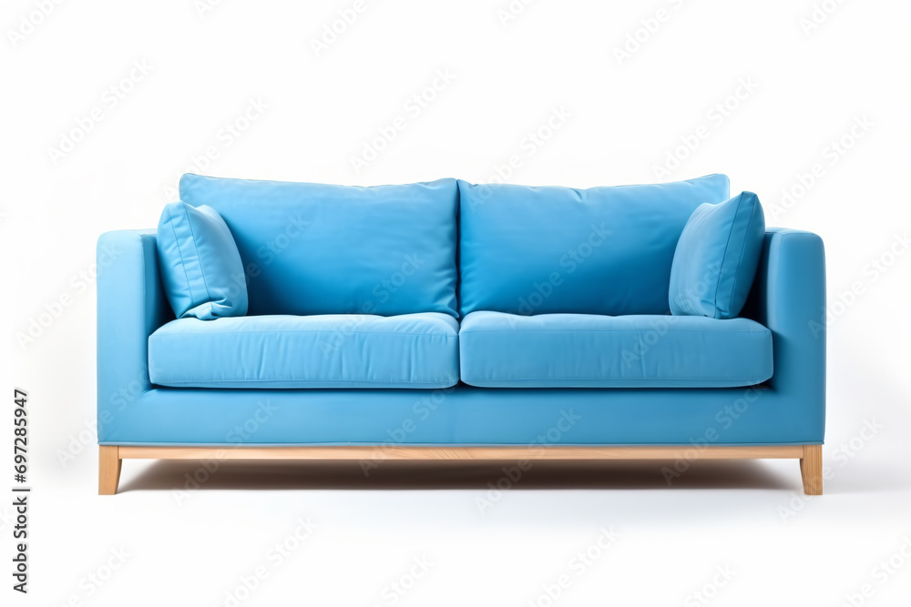 a blue couch with pillows on it a blue couch with pillows on it