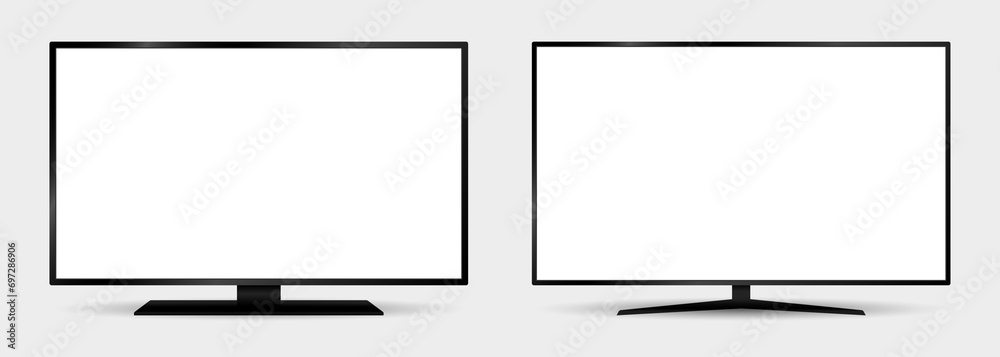 set of front view tv mockup with blank white display vector - obrazy, fototapety, plakaty 