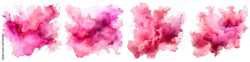 Pink watercolor stains Hyperrealistic Highly Detailed Isolated On Transparent Background Png File