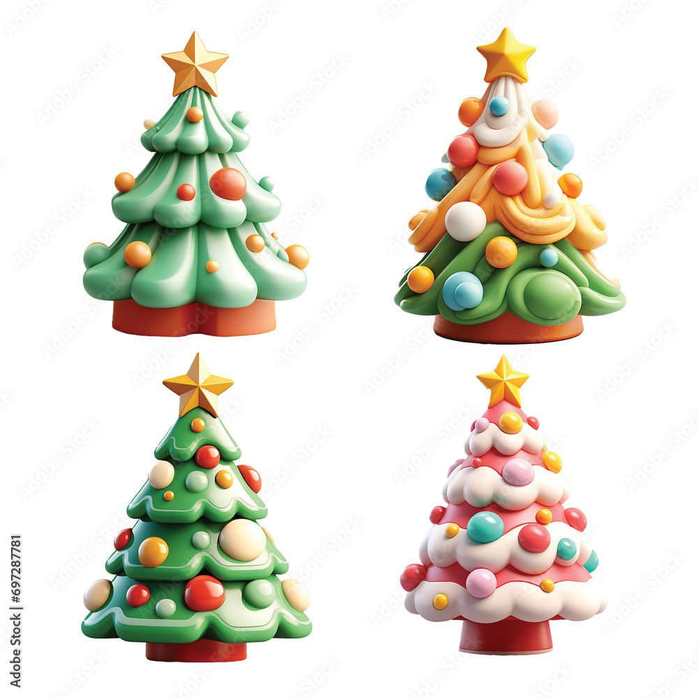 3D Rendered Christmas Tree with Golden Star Isolated On Transparent Background 3D Rendered Christmas Tree with Golden Star Isolated On Transparent Background