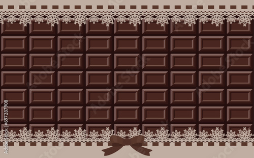 板チョコレートと繊細なレースのフレーム_ダークチョコレート