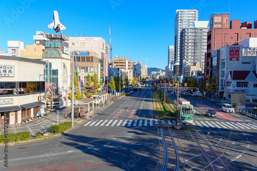 愛知県豊橋市　路面電車の走る風景
