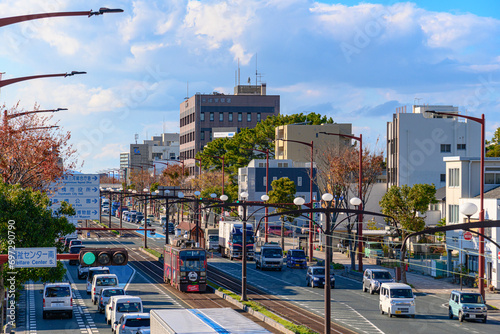 愛知県豊橋市　路面電車の走る風景
