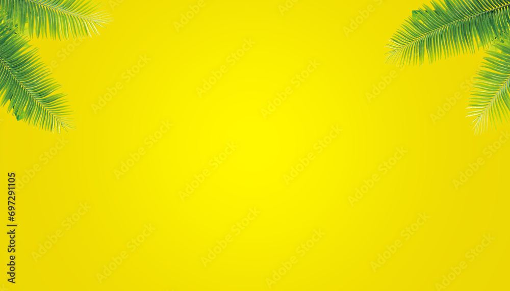 palm leaves background, Yellow Background 