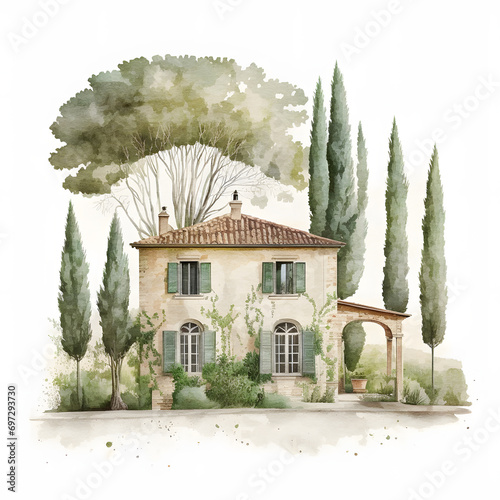 Italian country house. Traditional European architecture. 