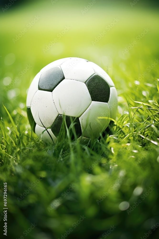 Fototapeta premium Soccer ball on green grass